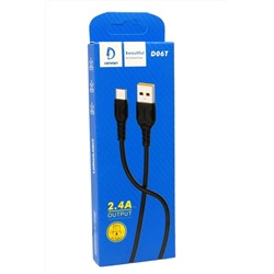 Кабель USB - TypeC DENMEN D06T 2.4A (черный) 1м