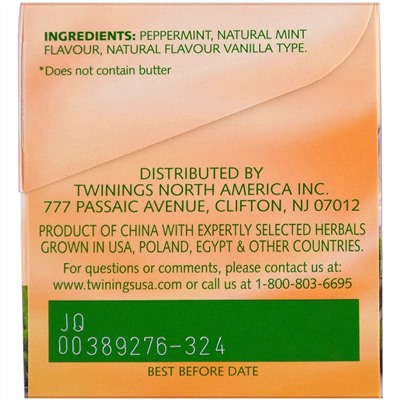Twinings, Травяной чай, мятный леденец, не содержит кофеин, 20 чайных пакетиков, 1.41 унции (40 г)