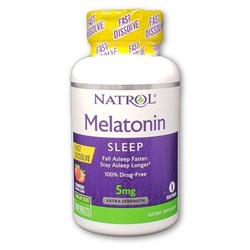 Мелатонин от бессоницы быстрорастворимый Клубника Melatonin 5 mg Natrol 90 жеват.таб.