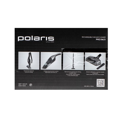 Беспроводной пылесос Polaris PVCS 0623, 100Вт/35аВт, 500 мл, 2 насадки, чёрный