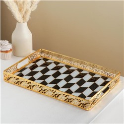 Подставка для десертов «Шахматы», 43×29,5×5 см, цвет металла золотой
