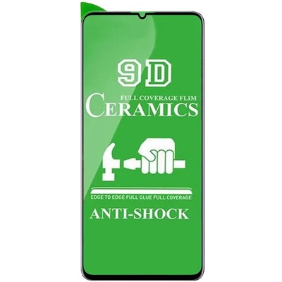 Защитное стекло Ceramics Samsung A41 (черный) 9D тех.упаковка