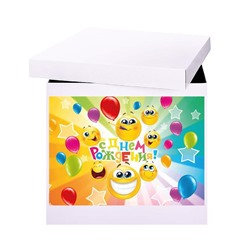 Наклейка на коробку-сюрприз «С днём рождения», смайлы, 42х30 см