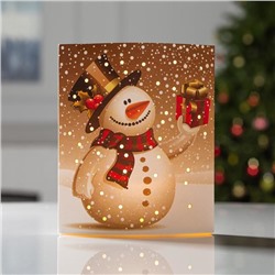 Светодиодная фигура «Снеговик» 13 × 16 × 5 см, картон, батарейка ААх2 (не в комплекте), свечение тёплое белое