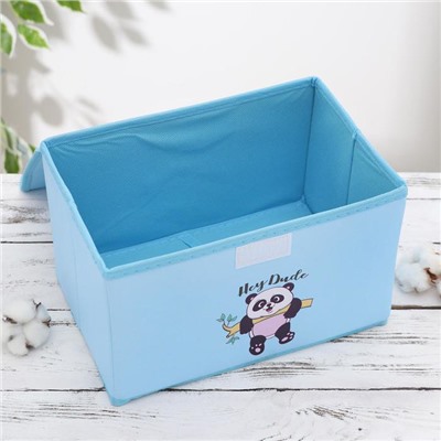 Короб для хранения с крышкой «Панда», 28×20×17 см, цвет голубой