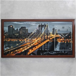 Часы-картина настенные, серия: Город, "Манхэттенский мост", 50 х 100 см, микс