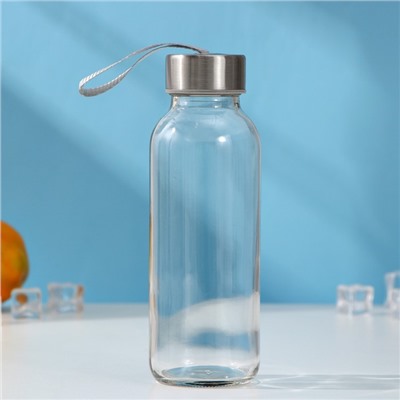 Бутылка для воды стеклянная «Хитрый котик», 300 мл, h=17 см, рисунок МИКС