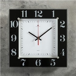 Часы настенные, серия: Классика, "Классика", 31х31 см стекло, черные Рубин