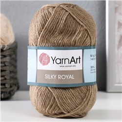 Пряжа "Silky Royal" 65% мерин.шерсть, 35% иск.шелк 140м/50г (442 серо-бежевый)