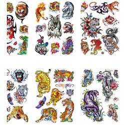 TTK003-210 Временные татуировки набор 6 листов 12х17,5см Тигры