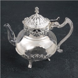 Чайник стеклянный заварочный «Бахмал», 1,05 л, цвет металла серебряный