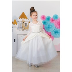 Платье нарядное для девочки MINAKU «Белль», рост 122 см, цвет бежевый/белый