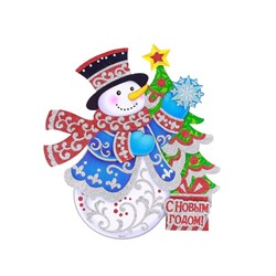 Плакат "Снеговик со снежинкой" 31х35 см