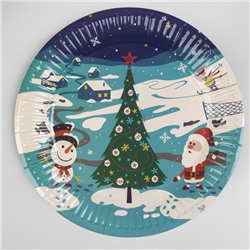 Тарелка бумажная «Дед Мороз и снеговик», набор 6 шт.