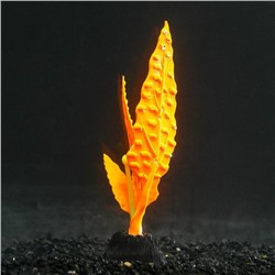 Растение силиконовое аквариумное, светящееся в темноте, 5 х 14 см, оранжевое