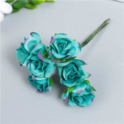 Цветы для декорирования "Роза Вестерленд" аквамарин 1 букет=6 цветов 10 см