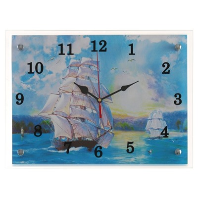 Часы настенные, серия: Море, "Корабли", 25х35  см, микс