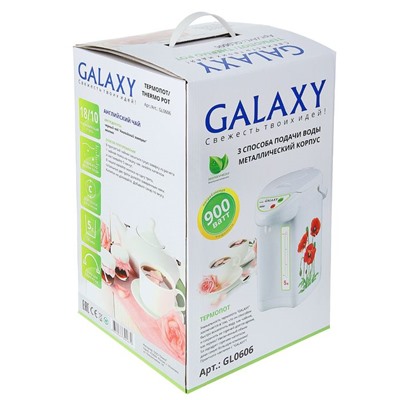 Термопот электрический Galaxy GL 0606, 900 Вт, 5 л, рисунок "маки"