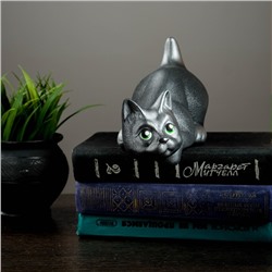 Фигура "Кот Нырок" чёрный с серебр подпалом 10 × 9 × 18 см