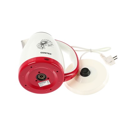 Чайник электрический Centek CT-1026 FLOWER, 2000 Вт, 1.8 л, бело-красный