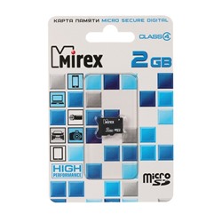 Карта памяти Mirex microSD, 2 Гб, SDHC, класс 4