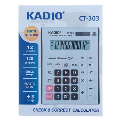 Калькулятор настольный, 12-разрядный, 303, двойное питание