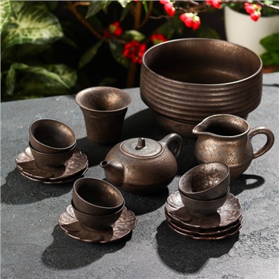 Набор для чайной церемонии «Гейша», 18 предметов: чайник 150 мл, 6 пиал 50 мл, 6 блюдец, чахай 100 мл, сито, тарелка