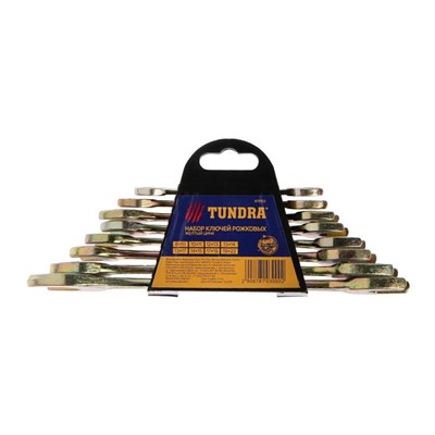 Набор ключей рожковых в холдере TUNDRA, желтый цинк, 8 - 22 мм, 8 шт.