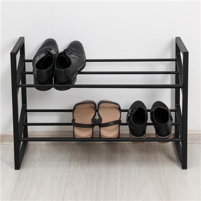Полка для обуви «Авангард», 2 яруса, 70,5×30,5×50,5 см, цвет чёрный