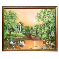 Картина "Лебеди в пруду" 30х40 (33х43) см