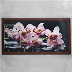 Часы-картина настенные, серия: Цветы, "Фиолетовые орхидеи", 50 х 100 см