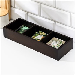 Ящик для чая и кухонных принадлежностей, 33×11,7×5,8 см, цвет чёрный, бамбук