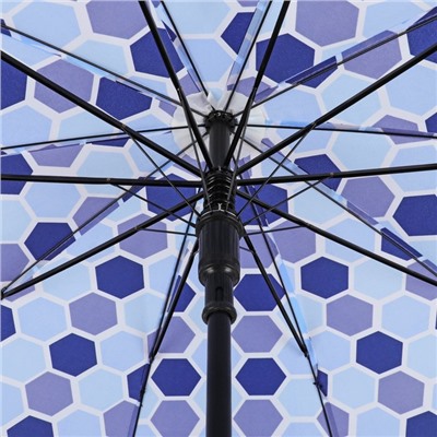 Зонт - трость полуавтоматический, 10 спиц, R = 51 см, цвет синий