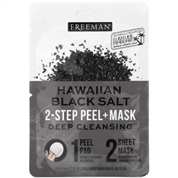 Freeman Beauty, Hawaiian Black Salt, 2-Step Peel + Mask, 1 Pad, 0.27 fl oz / 1 Sheet Mask,  0.84 fl. oz