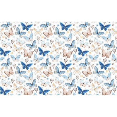 3D Фотообои «Бежевые и голубые бабочки»