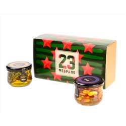 Подарочный набор "23 февраля Звезды" тыквенные семечки, ассорти: миндаль, кешью, фундук в меду