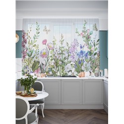 Кухонный фототюль Акварельные цветы