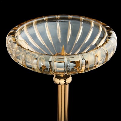 Подсвечник металл, стекло на 1 свечу "Эталон" золото 34,5х12,5х12,5 см