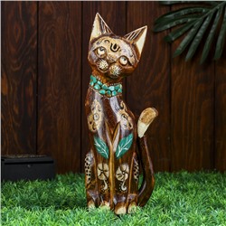 Интерьерный сувенир "Кошка с зелёным цветком" 30 см