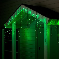Гирлянда «Бахрома» 4 × 0.6 м, IP44, тёмная нить, 180 LED, свечение зелёное, 8 режимов, 220 В