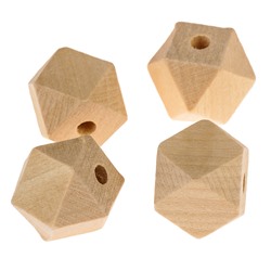 Бусины деревянные многогранники 18х18 мм (набор 4 шт) без покрытия