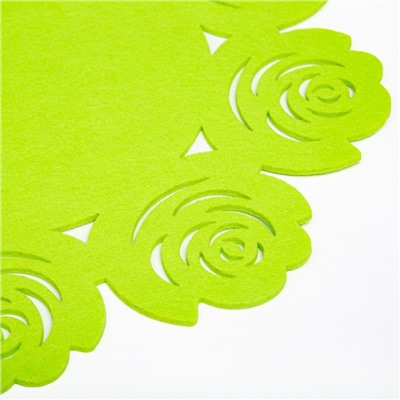 Салфетка декоративная Доляна"Цветы" цвет зеленый, d 30 см, 100% п/э, фетр