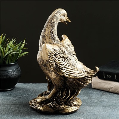 Фигура "Гусь с приподнятыми крыльями" 29,5х21х24 см, бронза с позолотой
