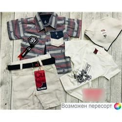 Костюм детский: рубашка, футболка и шорты с ремнем арт. 885820