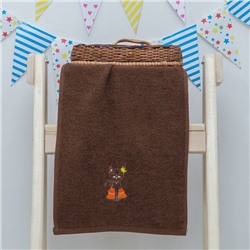 Махровое полотенце "Кошечка", размер 30х60 см, цвет коричневый