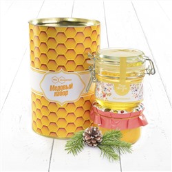 Медовый набор "Соты тубус" с курагой и донниковый мёд