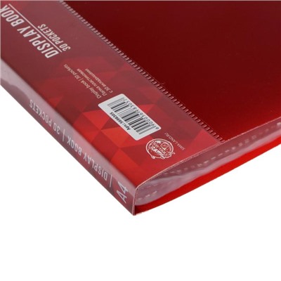 Папка 30 прозр вкладышей А4 15 мм, 600 мкм Сalligrata", карман на корешке, красный