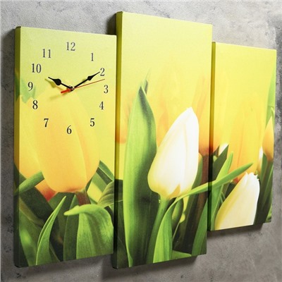 Часы настенные модульные «Жёлтые тюльпаны», 60 × 80 см
