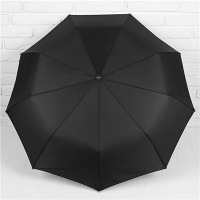 Зонт автоматический, 3 сложения, 9 спиц, R = 51 см, цвет чёрный