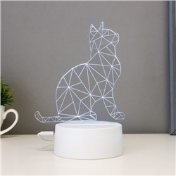 Светильник сенсорный "Кот сидя" LED 7 цветов USB/от батареек белый